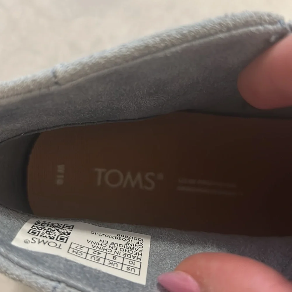 NWOT TOM'S Men’s Bryce Shoes Stone Grey Suede Size 10